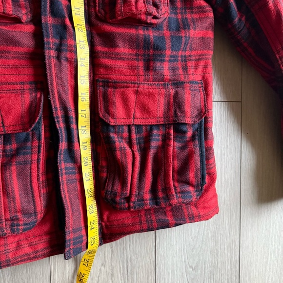 Abercrombie & Fitch Red and Black Plaid Field Jacket Pine Point Y2K Vintage - Picture 6 of 6